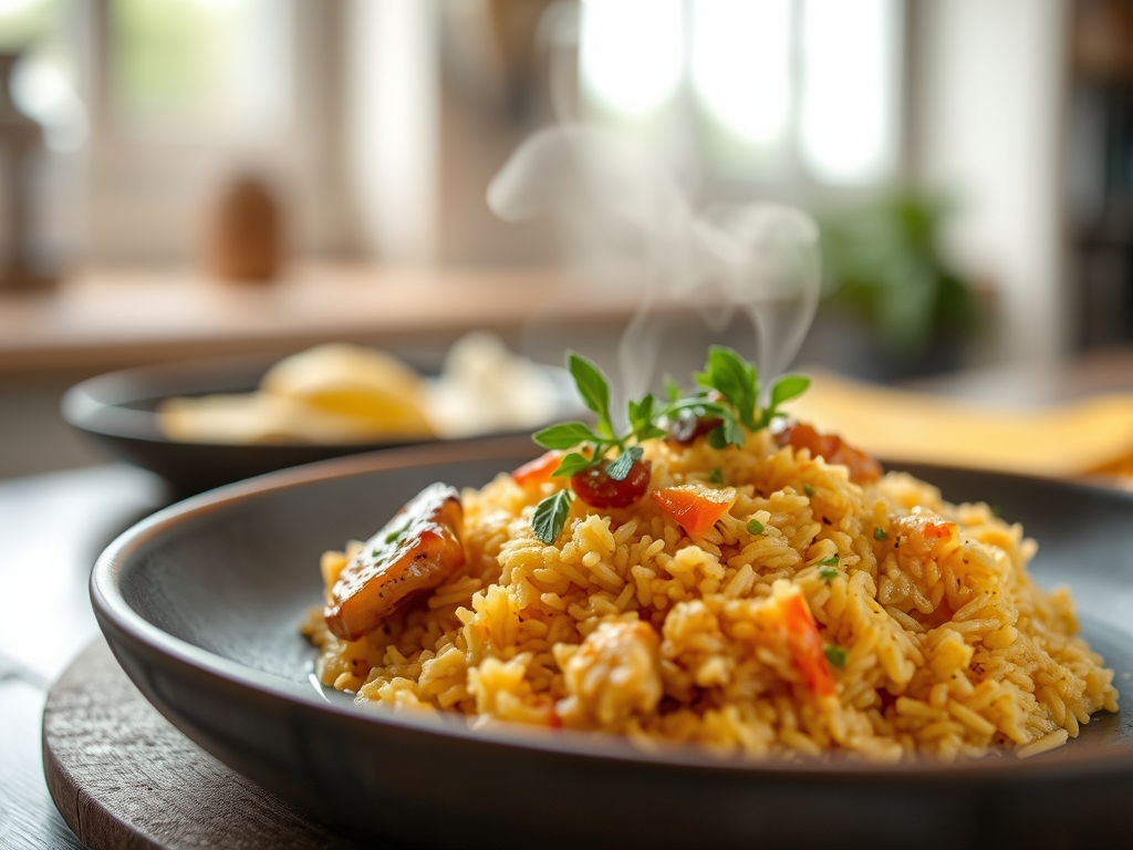 Arroz de cabidela de galinha rústico