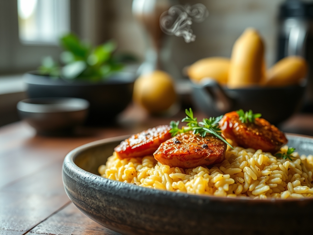 Arroz de pato com crosta de chouriço