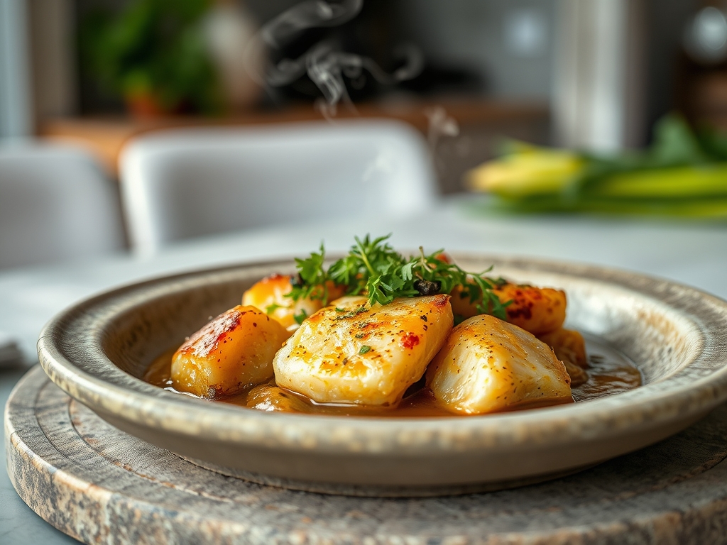Bacalhau cozido com grão e todos