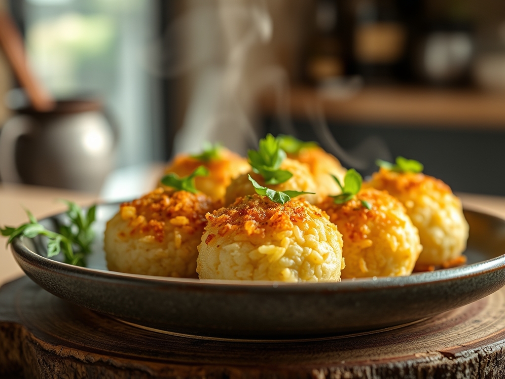 Bolinhos de arroz fritos com queijo