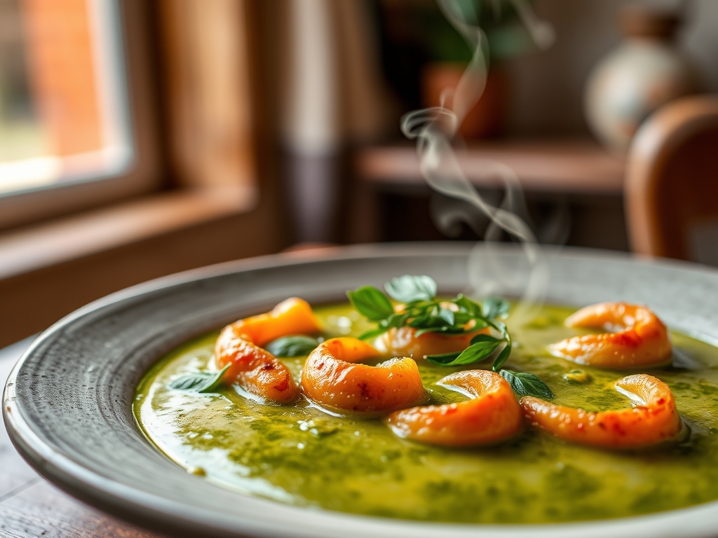 Caldo verde com rodelas de chouriço