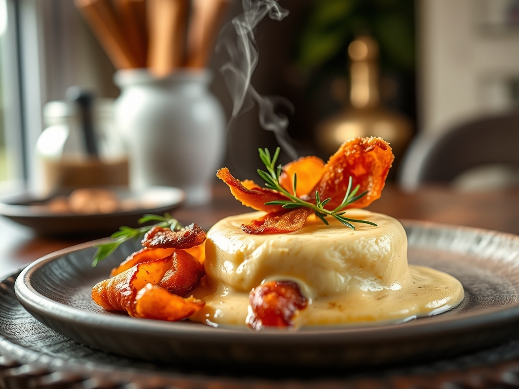 Creme de ervilha com bacon crocante