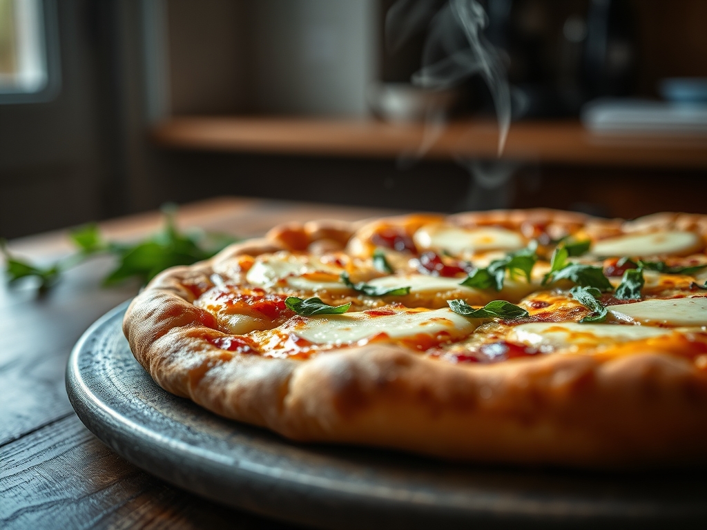 Pizza de pão francês com queijo e fiambre